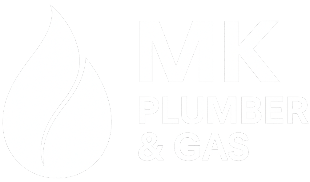 mk plumber and gas logo white